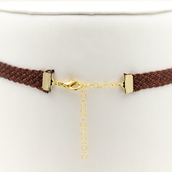 Weave Lace Gothic Choker Adjustable Length Brown trim chokers (#74) - Picture 5 of 10